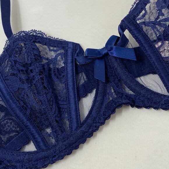 Agent Provocateur Rozlyn Navy Bra 32D NWT $255 - Picture 8 of 12